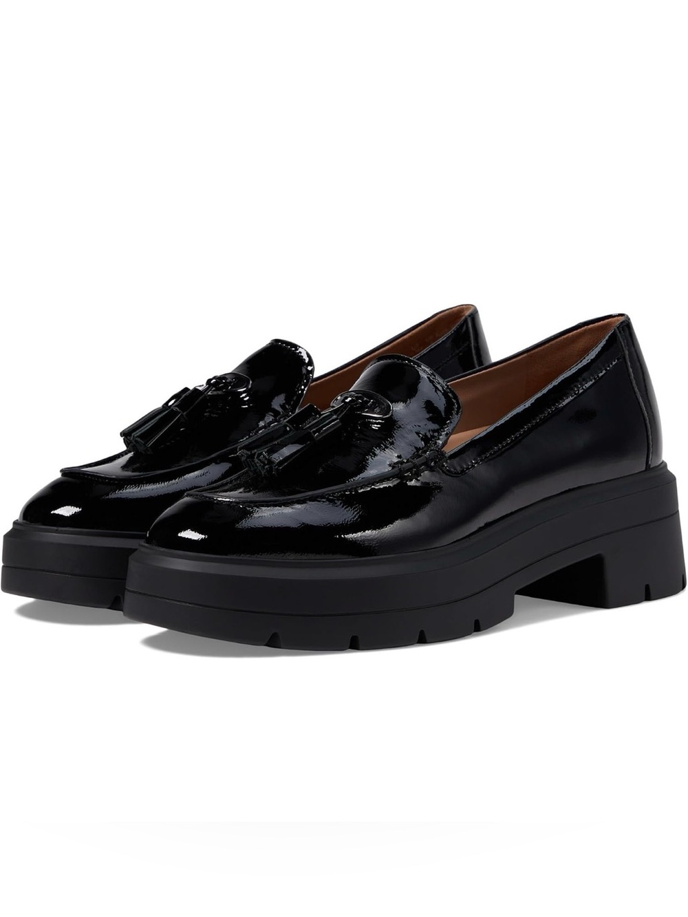 Naturalizer Black Patent Tassel Platform Loafers NWOT